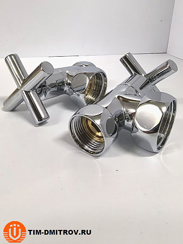 Хромированный кран для полотенце сушителя TIM 3/4" x 1" (пара), резьба внутр./внутр.,KV10-LFF043
