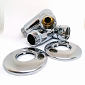 Хромированный латунный уголок для полотенцесушителей TIM 3/4"x3/4",(пара) резьба внутр./наруж.,K3-LFM033