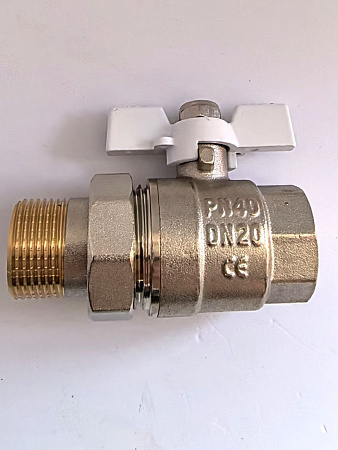 Кран шаровой с американкой усиленный латунный 3/4" г-ш бабочка TIM DE1232N