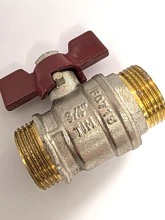 Кран шаровой STANDARD (бабочка красная) никелированный 3/4" ш/ш арт.BV205-3N