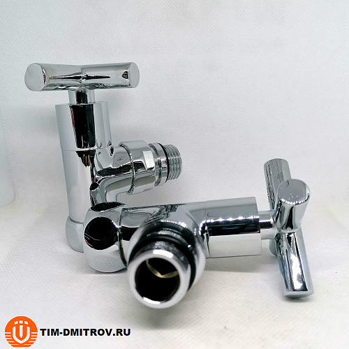 Хромированный кран для полотенцесушителя TIM 3/4&quot; x 1/2&quot; (пара), резьба наруж./внутр.,KV10-LFM032