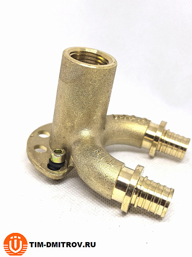 Двойное настенное колено 16*1/2*16 (2.2) (водорозетка проходная), арт.H-ZU1602F