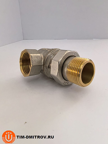 Кран шаровой с американкой угловой усиленный латунный 3/4" г-ш бабочка TIM DE1236N