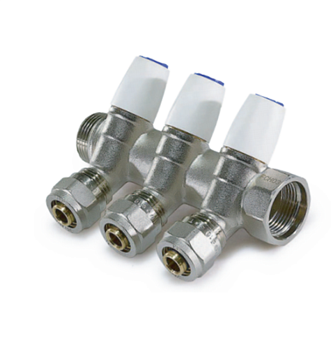 Коллектор регулирующий под 45°, 1"г/ш*1/2 х 16ц - 5 вых. ,арт.MR135N-1-02C-5