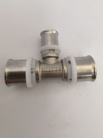 Пресс-фитинг (тройник) никелированный 26*20*26 TIM, F-T262026N