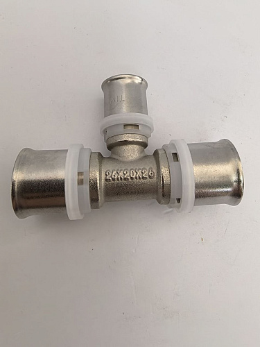 Пресс-фитинг (тройник) никелированный 26*20*26 TIM, F-T262026N