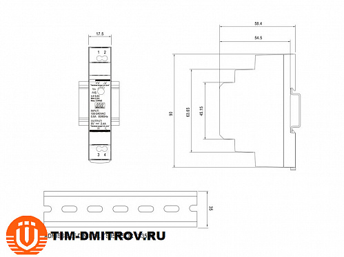 HDR-15-24 Блок питания на DIN-рейку 15.2Вт 24В 0.63А