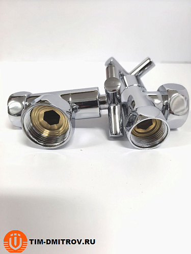 Хромированный кран для полотенце сушителя TIM 3/4" x 1" (пара), резьба внутр./внутр.,KV10-LFF043