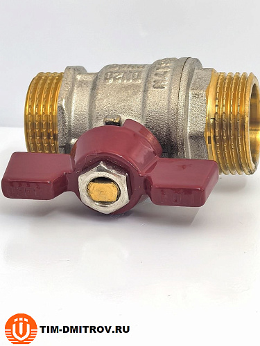 Кран шаровой STANDARD (бабочка красная) никелированный 3/4" ш/ш арт.BV205-3N