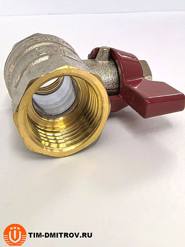 Кран шаровой STANDARD (бабочка красная) никелированный 1/2" г/г арт.BV202-2N