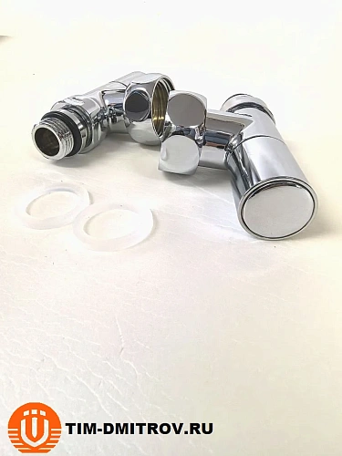 Хромированный кран для полотенцесушителя TIM 1"x 1/2" (пара), резьба внутр./наруж.,KV01-LFM042