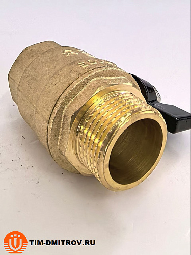 Кран шаровой латунный прямой усиленный - бабочка 3/4" ВР/НР TIM DE1218