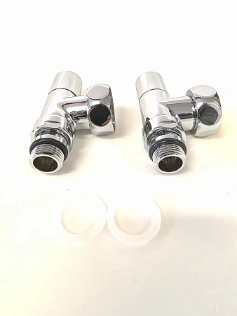 Хромированный кран для полотенцесушителя TIM 1"x 1/2" (пара), резьба внутр./наруж.,KV01-LFM042