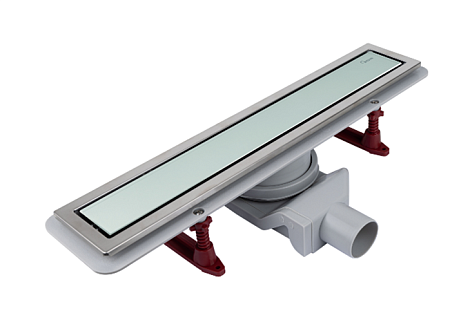 Трап для душа  водоотводящий желоб  с двухсторонней решеткой горизонтальный сток Evolux Glass(белое глянцевое стекло)800*70 ,арт ZSt.1133.8002