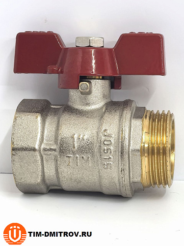 Кран шаровой STANDARD (бабочка красная) никелированный 1" г/ш арт.BV204-4N