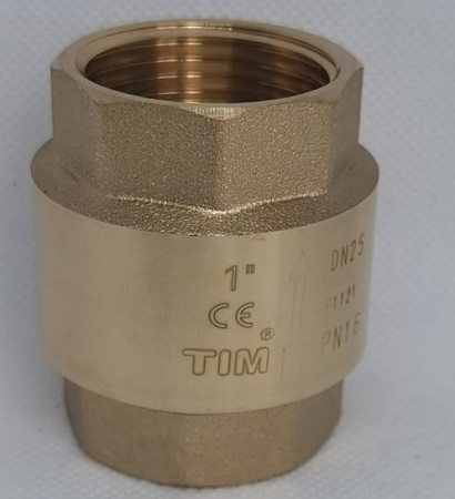 Обратный клапан с металлическим штоком короткий TIM, 1&quot; гайка - гайка,JH-1012std