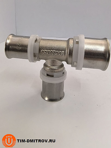 Пресс-фитинг (тройник) никелированный 26*20*20 TIM, F-T262020N