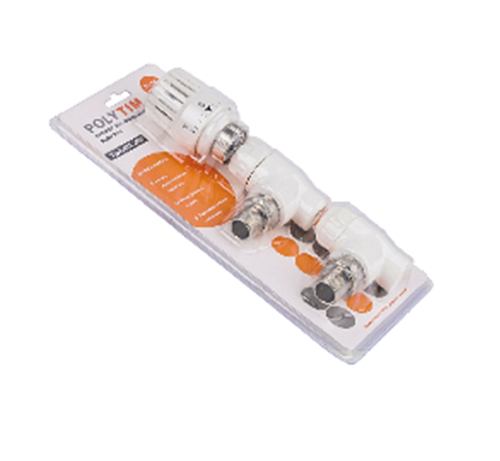 Комплект (Термостатический клапан угловой с колпачком, клапан запорный угловой, термостатическая головка) PPR 25*3/4, арт.Tpp3082.k.2503