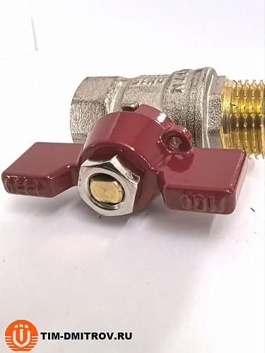 Кран шаровой STANDARD (бабочка красная) никелированный 1/2" г/ш арт.BV204-2N