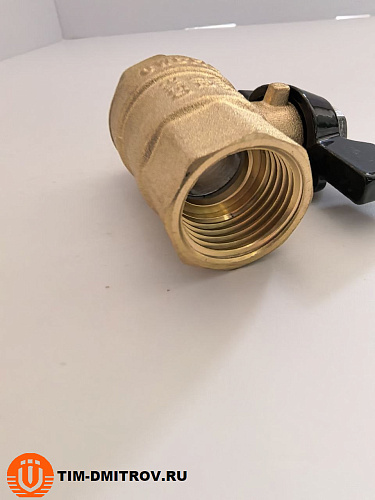Кран шаровой латунный прямой усиленный - бабочка 1/2" ВР/ВР TIM DE1216
