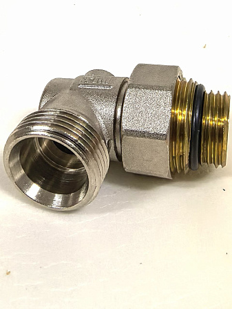 Узел нижнего подключения для радиатора с шаровым затвором , раздельный (угловой) 1/2" x 3/4" («евроконус») ,арт. ME321AC