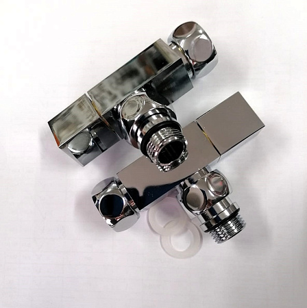 Кран для полотенцесушителя хром 3/4''ВРx1/2''НР (нак. гайка), угловой, запорный, ручка квадрат TIM арт. KV20-LFM032