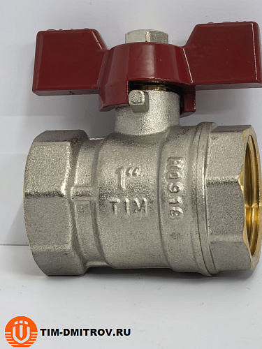 Кран шаровой STANDARD (бабочка красная) никелированный 1" г/г арт.BV202-4N
