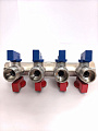 Коллектор с шаровыми кранами TIM 3/4" х 1/2" под конус - на 4 выхода MV-3/4-N-4