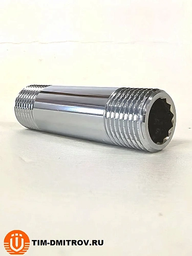 Бочонок хромированный удлиненный 70мм*1/2" НР TIM , арт.SM022-70