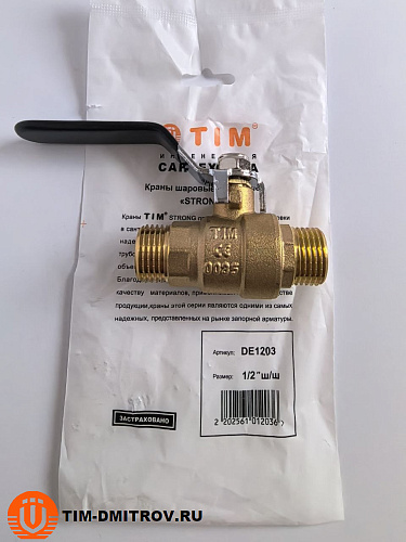 Кран шаровой TIM (рычаг), 1/2" Ш-Ш,DE1203