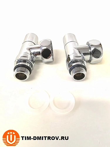 Хромированный кран для полотенцесушителя TIM 1"x 1/2" (пара), резьба внутр./наруж.,KV01-LFM042