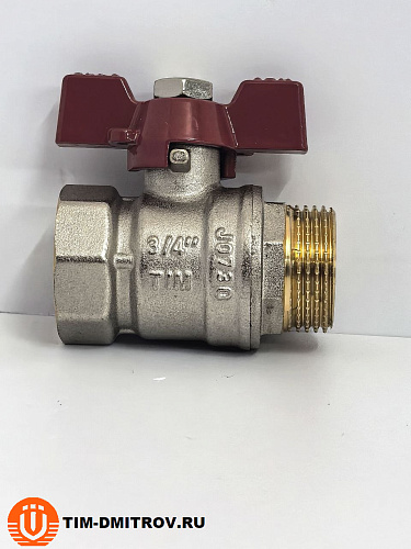 Кран шаровой STANDARD (бабочка красная) никелированный 3/4" г/ш арт.BV204-3N
