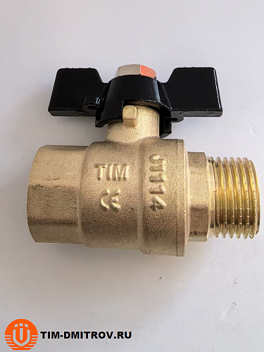 Кран шаровой TIM, 1/2", Г/Ш, бабочка, полный проход,DE1215