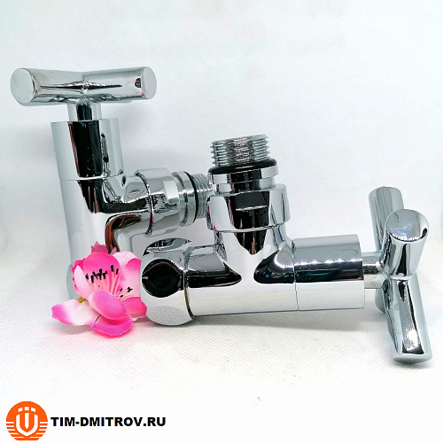 Хромированный кран для полотенцесушителя TIM 3/4&quot; x 1/2&quot; (пара), резьба наруж./внутр.,KV10-LFM032