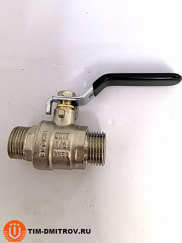 Кран шаровой ш/ш, ручка "STRONG" (никелированный) 1/2" TIM арт.DE1203X