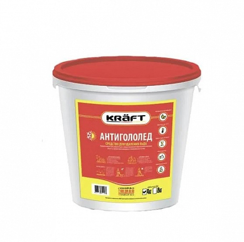 Антигололед средство для удаления льда KRAFT 4 кг (ведро) до -31 С