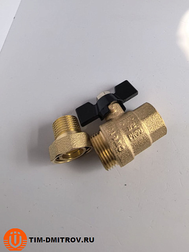 Кран шаровой с американкой бабочка, полный проход TIM, 1/2", Г/Ш DE1231