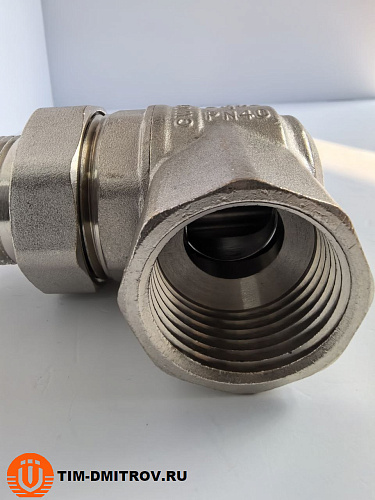 Кран американка угловой никелированный TIM, 1" Г/Ш,DE1237X