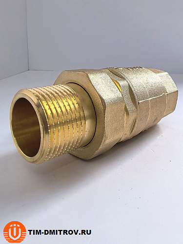 Кран шаровой с американкой TIM, 1", Г/Ш, бабочка, полный проход,DE1233