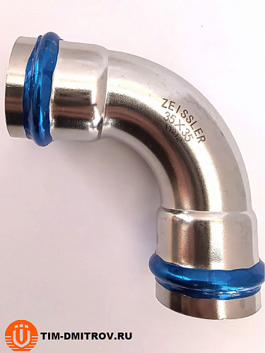Двухраструбный пресс-угольник из нержавеющей стали 90° 35*35mm ZTI.551.003535