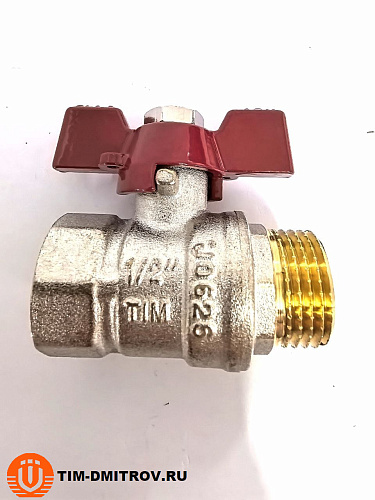 Кран шаровой STANDARD (бабочка красная) никелированный 1/2" г/ш арт.BV204-2N