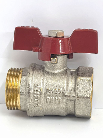 Кран шаровой STANDARD (бабочка красная) никелированный 1" г/ш арт.BV204-4N