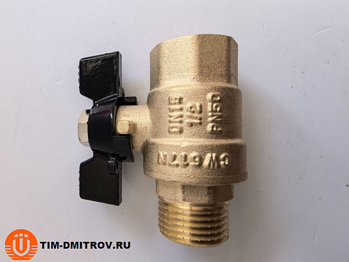 Кран шаровой TIM, 1/2", Г/Ш, бабочка, полный проход,DE1215