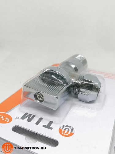 Кран угловой 1/2&quot;х3/8&quot; с цангой и отражателем TIM, хром, BL5833A