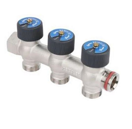 Распределительный коллектор  с плавной регулировкой (никелированный) 3/4"EK-4 выхода, арт.ZSc.408.0504NE