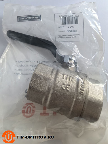 Кран шаровой никелированный 11/4" г-г рычаг TIM DE1210X