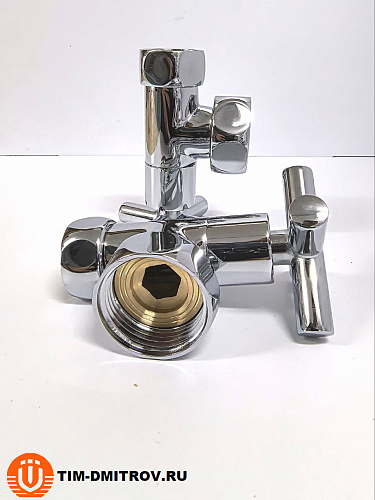 Хромированный кран для полотенце сушителя TIM 3/4" x 1" (пара), резьба внутр./внутр.,KV10-LFF043