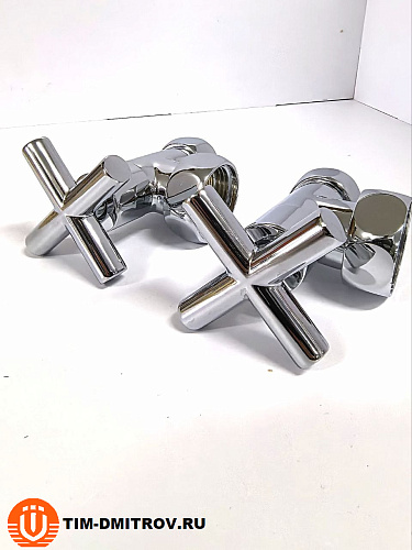 Хромированный кран для полотенце сушителя TIM 3/4" x 1" (пара), резьба внутр./внутр.,KV10-LFF043