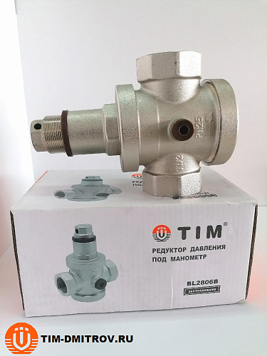 Редуктор давления под манометр 1 1/2", никелированная латунь, TIM BL2806B