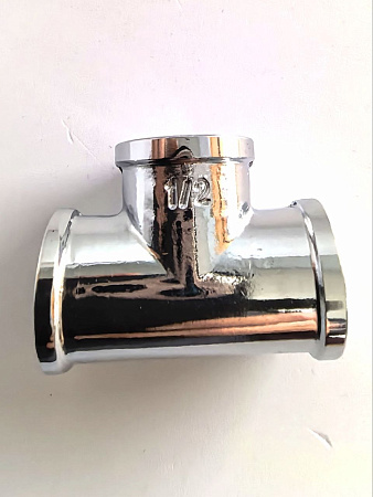 Хромированный тройник латунный TIM 1/2"x1/2"x1/2",K-TF222